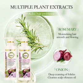 Karvannall Rosemary Biotin Anti-Hairfall Shampoo and Treatment Set With Onion Extract, Vitamin E Collagen, 98% Repair Solution for Dry-Damaged Hair, Paraben-Free, All Hair Types, 16.9 fl oz, 2-Pack