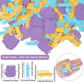 SUNNYCLUE 100Pcs Paper Confetti School Theme Confetti Bag Pencil Bus Confetti Back To School Confetti Blue Yellow Purple Table Confetti for Party Supplies School Celebration Graduation Decorations