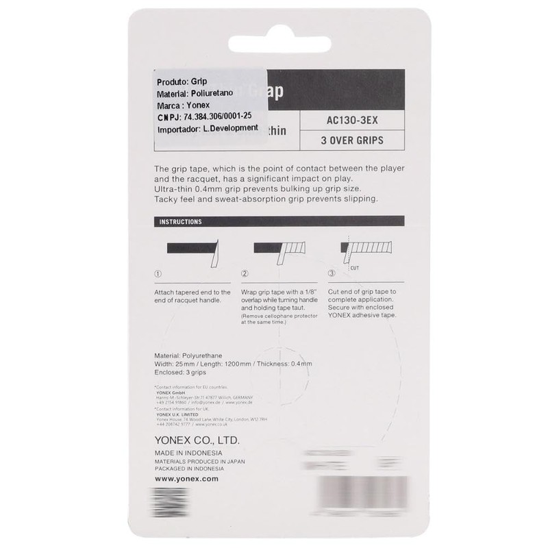 YONEX Overgrip AC130-3EX Extra Thin Pack of 3 White