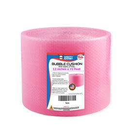 Antistatic Small Bubble Cushioning Wrap for Moving & Shipping - 72 FT Bubble Packing Wrap for Extra Protection Packaging Boxes & Mailers - Pink Bubble Roll Moving Supplies, Perforated Every 12 IN
