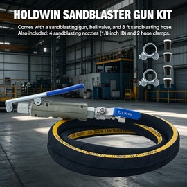 Sand Blaster Gun Kit with 4 Ceramic Nozzles, 8ft Sandblasting Hose & Valve