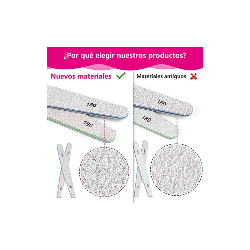 Limas de Bloque de Uñas Lavables, 6 Piezas Doble Cara