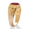 PalmBeach Men's Yellow Gold-Plated Emerald Cut Simulated Red Ruby Nugget