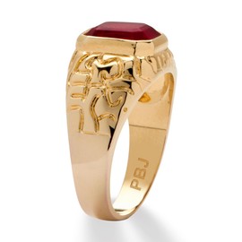 PalmBeach Men's Yellow Gold-Plated Emerald Cut Simulated Red Ruby Nugget Style Ring Sizes 8-16, Metal, Ruby