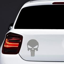 Autodomy Pack of 8 Units Melted Skull Stickers | Sticker Punisher Vinyl Waterproof and UV Resistant | Skull Sticker External for Car, Helmet and Motorbike (Silver)