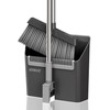 JOYMOOP Black Broom and Dustpan Set, Upright Angle Design with