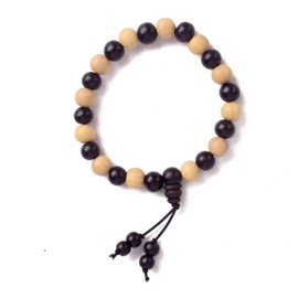 SATVIK Ebony & Sandalwood Beads Bracelet – Natural Wood, Balance, Protection, Peace, Meditation, Stress Relief, Unisex Yoga Jewelry