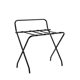 Kings Brand Furniture - Metal Foldable Luggage Rack, Suitcase Stand with Back, Black