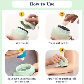 Sunscreen Applicator,Portable Free Refillable Roll On Sponge Sunscreen,Sun Screen Applicator For Adults & Families, Perfect Size For Travel (Green)