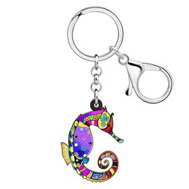 DALANE Acrylic Hippocampus Keychains Seahorse Bag Car Key Ring Ocean Animals for Women Girls Charms Gifts (Violet)