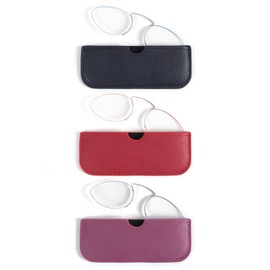 MMOWW 3 Pack Slim Oval Armless Reading Glasses with Portable Cases Comfortable Nose Pads, Lightweight Pocket Size Small Readers for Men Women, Blue/Red/Purple +3.5