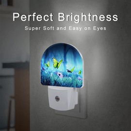 sndheke Mystic Fairy Butterflies Glowing Butterfly Forest Dusk to Dawn Plug in Night Light, 0.5w Energy Saving Sleep Friendly Night Light for Kids Boys Girls Home Decor