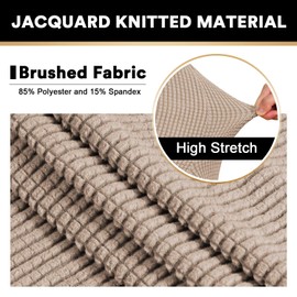 PrinceDeco Stretch Armless Futon Cover Futon Slipcover Full Queen Size Futon Couch Cover Futon Sofa Cover Futon Bed Cover Furniture Protector with Elastic Bottom, Checked Pattern Jacquard, Sand