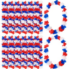 JUNEBRUSHS 24 Pack Christmas Leis Red and Green Flower Leis, Christmas Garlands Hawaiian Luau Flower Necklaces Christmas Hawaiian Leis Bulk for Christmas Party Favors Decorations