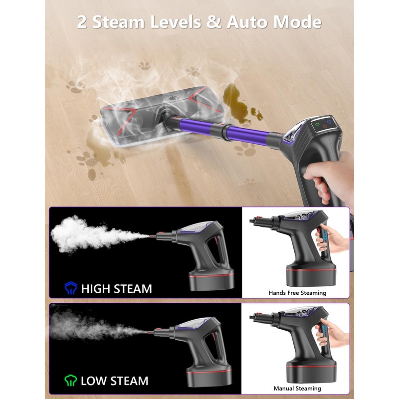 WVSAW Heavy Duty Steam Mop Cleaner for Hardwood, Tile, Laminate,