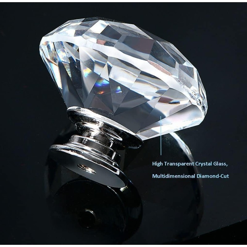OctinPris 20pcs 30mm Crystal Glass Knobs Door Drawer Wardrobe Pull