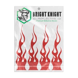 BRIGHT KNIGHT DECALS Bright Knight Reflective Flame Stickers, 4 Pcs Red Reflective Car Sticker Decal with 3M Retro-Reflective Vinyl, Self-Adhesive Outdoor Waterproof Safety Flame Decals for Trucks, Cars, and Helmets