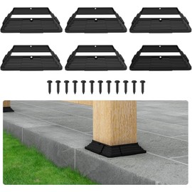 6 Pack 4 x 4 (3.5 inch x 3.5 inch) Vinyl Post Skirt Post Base Cover Column Wraps for Wood Hand Stair Rails and Porch Deck Post Base Black Post Trim
