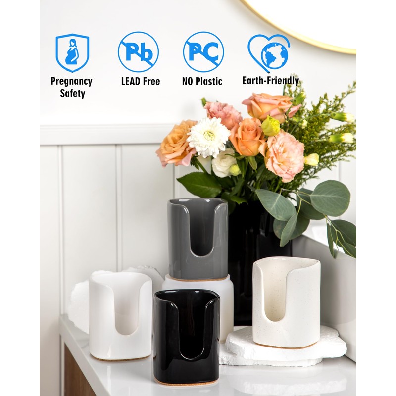 Viosuniu 5 oz Square Ceramic Bathroom Cup Dispenser for Kids