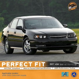 WEELMOTO for 2000-2005 Chevy Impala Headlights Assembly,Headlamp Replacement with Black Housing Amber Reflector Left+Right Pair