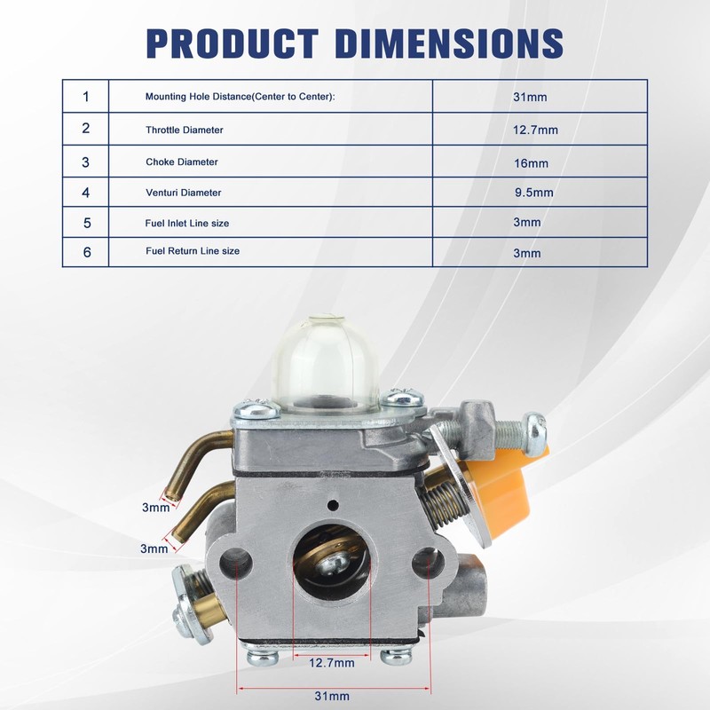 Powtol SS30 CS30 Carburetor fits Homelite Ryobi BC30 CS26 SS26