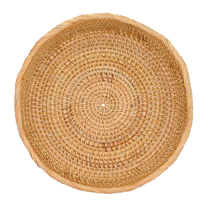 IGNPION Rattan Storage Bowl Woven Fruit Basket Round 26cm Bread