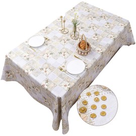 Tel Charme * Long Table Cloth Rectangular 213x152cm, Wipeable Tablecloth PVC Wipe Clean Waterproof, Table Cover Protector for Kitchen Party Birthday Coffee Tabletop Decoration