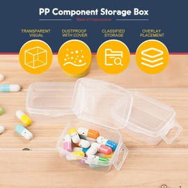 MroMax Component Storage Box - Plastic Electronic Component Containers Tool Boxes Clear White 73x53x30mm Pack of 2