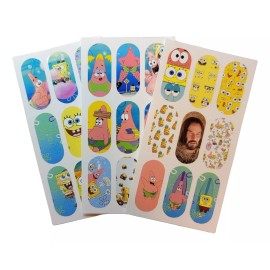 Rainbow decal nails Sticker Nails Tatto Uñas Bob Esponja 6 Planillas Full Nail