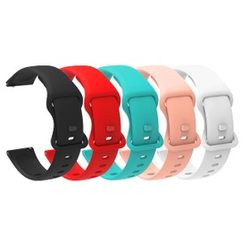 Compatible with Anyloop Smartwatch Bands, Lamshaw Classic Watch Bands 22mm Soft Silicone Bands Bracelet Sports Strap for Men & Women Compatible with Anyloop CW01/LA32/ALW47/V3SA Smartwatch, 5Pack-W