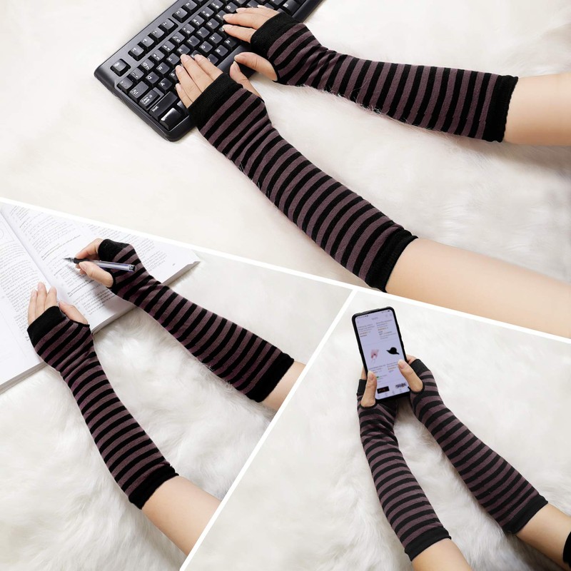Bienvenu Punk Gothic Rock Long Arm Warmer Fingerless Gloves,Black Coffee