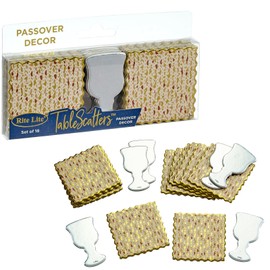 Rite Lite Passover Tablescatters Foiled Matzah & Wine 18 Pack - Jewish Holiday Table Decorations Table Scatter Party Favors for Passover Pesach Decor Confetti Style Centerpiece Fillers Gifts