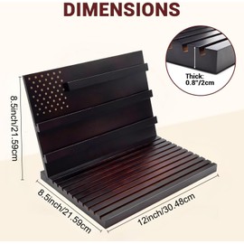 BIUOW 13 Rows Solid Wood Challenge Coin Display Case Military Coin Holder Stand Wooden Rack Holds 80-100 Coins