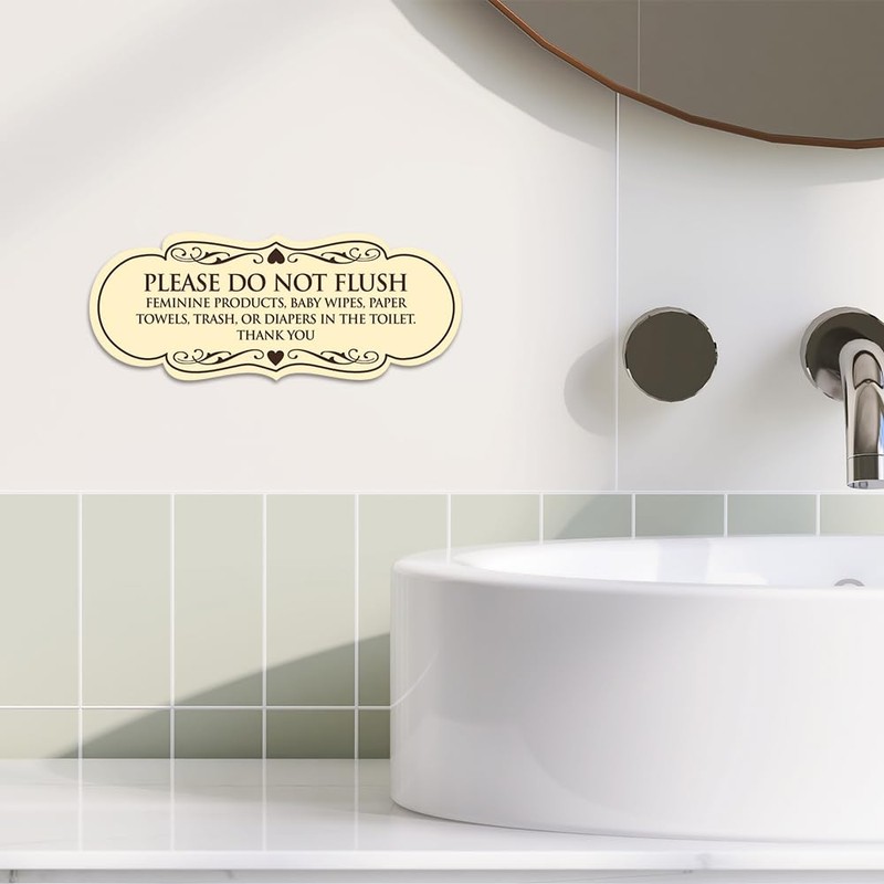 Signs ByLITA Designer Please Do Not Flush Etiqutte Sign(Brushed Gold)