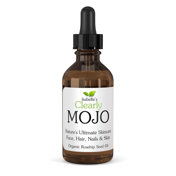 Clearly MOJO Organic Rosehip Seed Oil | 100% Pure and Cold Pressed | Natural Skin Perfecting Serum Moisturizer for Face, Hair, Nails | Hydrate + Rejuvenate for Glowing Skin | Glass Container (2 Oz)