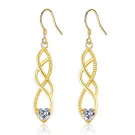 Sterling Silver Drop Earrings for Women Girl, Silver Dangle Earrings with Cubic Zirconia│Twisted Linear Hypoallergenic Earring for Sensitive Ears│Jewellery Gift for Birthday Christmas