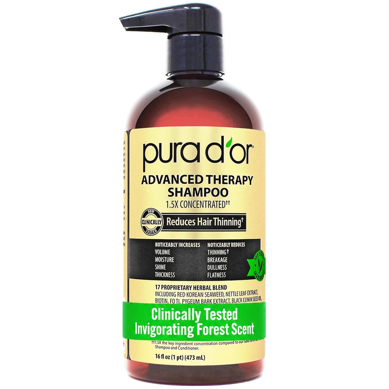PURA D'OR Advanced Therapy Shampoo Reduces Hair Thinning and Increase