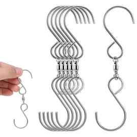 WLLHYF 6Pcs Dual Swivel Hooks Clip Crystal Twisters 360 Degree Rotating Windsock Clips Stainless Steel Wind Chimes Hanging Hooks for Hanging Wind Spinners Bird Feeder Plants Ornaments Party Supplies