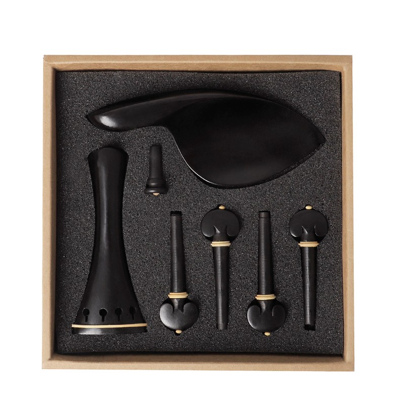 4/4 Violin Accessory Parts Set Ebony with Tailpiece Chin Rest
