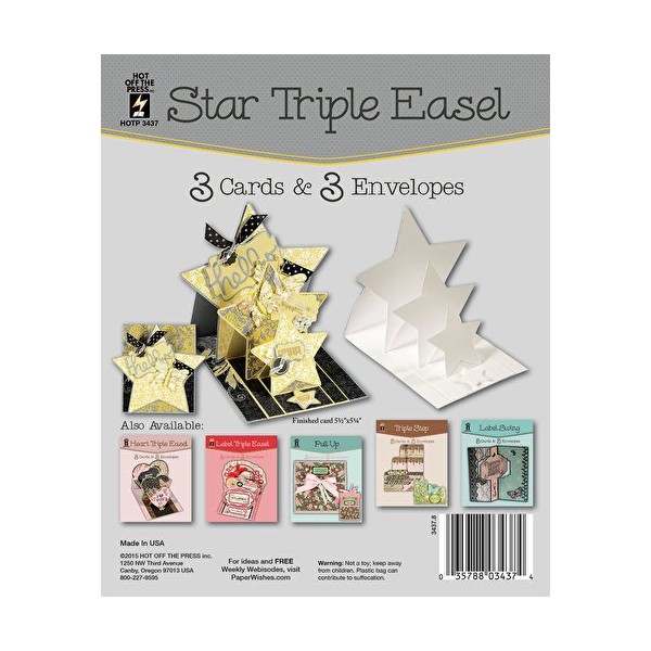 Star Triple Easel Cards & Envelopes 3-sets per Pack HOTP3437