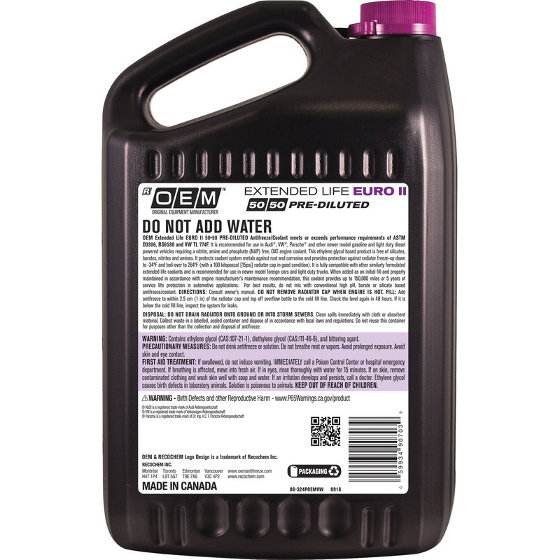 OEM Recochem European Vehicles Premium Antifreeze 50/50 Extended Life Coolant