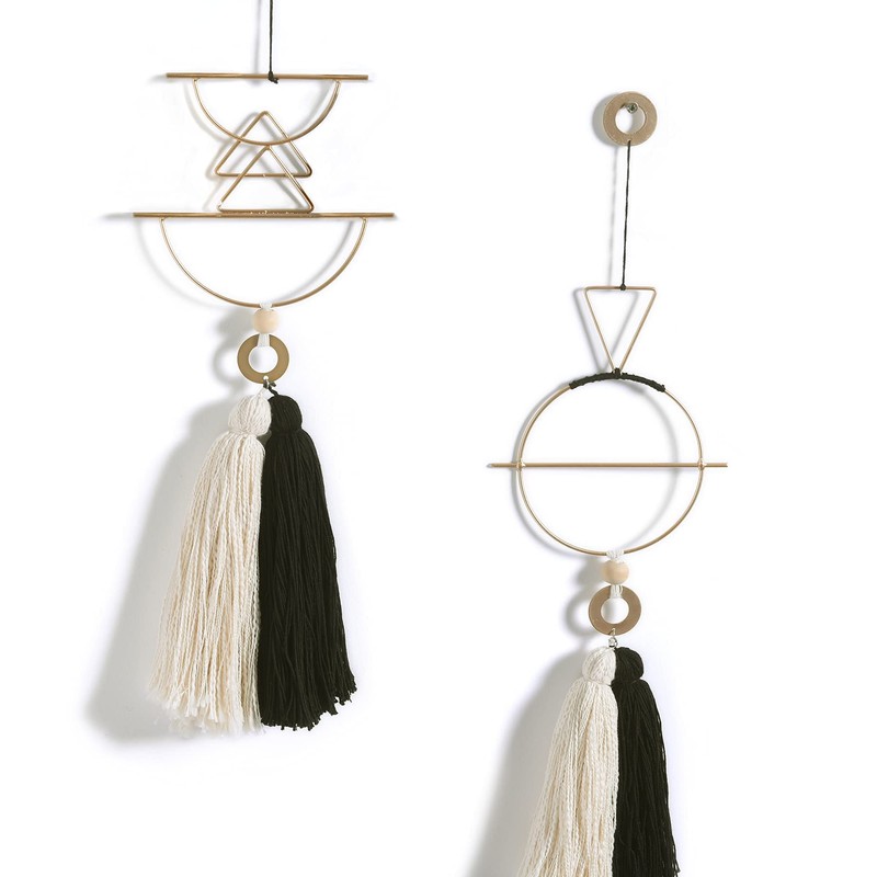 Lindo macramé para colgar en la pared de latón con