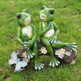 ZASEUCI Resin Couple Frogs Garden Statue - 9 Inch Tall Outdoor Decor for Yard, Patio, Porch - Unique Home Decor & Charming Garden Decor for Women,Men, House Warming Gifts New Home