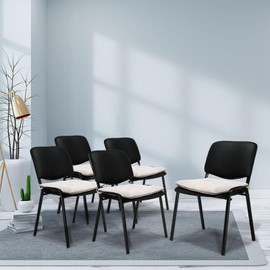 Zalvox Office Stacking Chair Cushions 4 Pack, Corduroy High Density Foam Kitchen Seat Cushions with Ties, Square 17" x 17" Indoor Non-Slip Dining Chair Pads, White, 4pcs