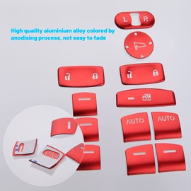 Thenice for 11th Gen Civic Window Control Button Cover Trims 12PCS Aluminium Alloy Door Armrest Glass Switch Panel Decoration Compatible with Honda Civic 2022 2023 2024 2025 -Red