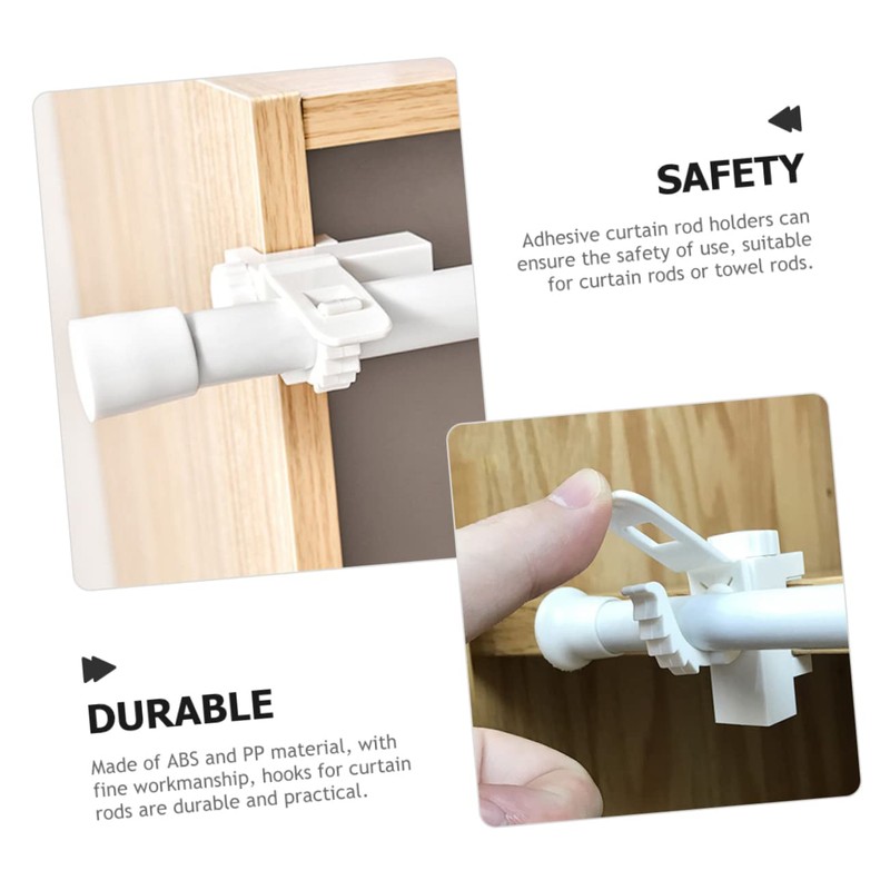 STOBAZA 4 Pcs Curtain Rod Brackets White No Drill Easy
