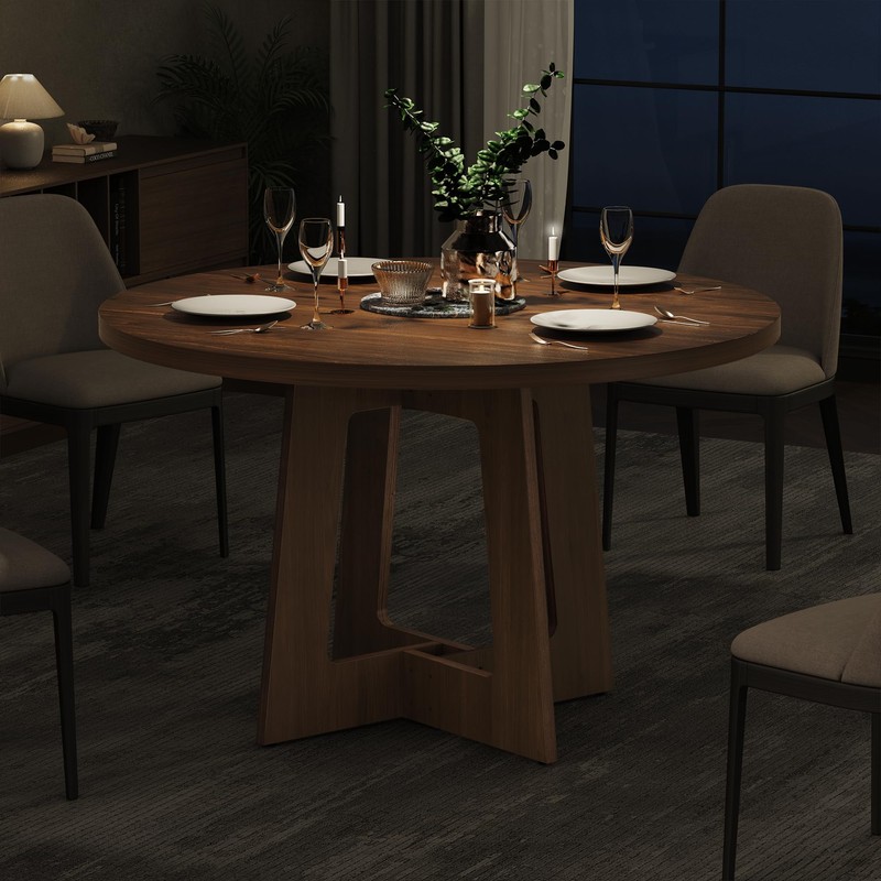 Round Dining Table for 4, Wooden Dining Room Table, Circle