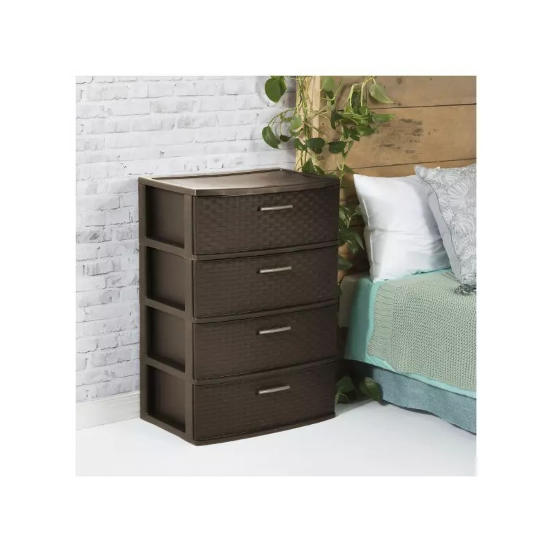 Sterilite 4 DRAWER WIDE WEAVE TOWER Durable Plastic Storage Spacious