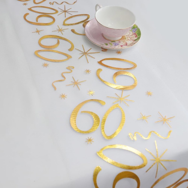 Yontree 60th Birthday Decoration Table Decoration Birthday Table Runner for