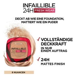 L'Oréal Paris Infaillible 24H Fresh Wear Make-up Powder, 130 True Beige, Long-Lasting & Mattifying Make-up Powder, Waterproof, Sweatproof, Up to 24H Hold
